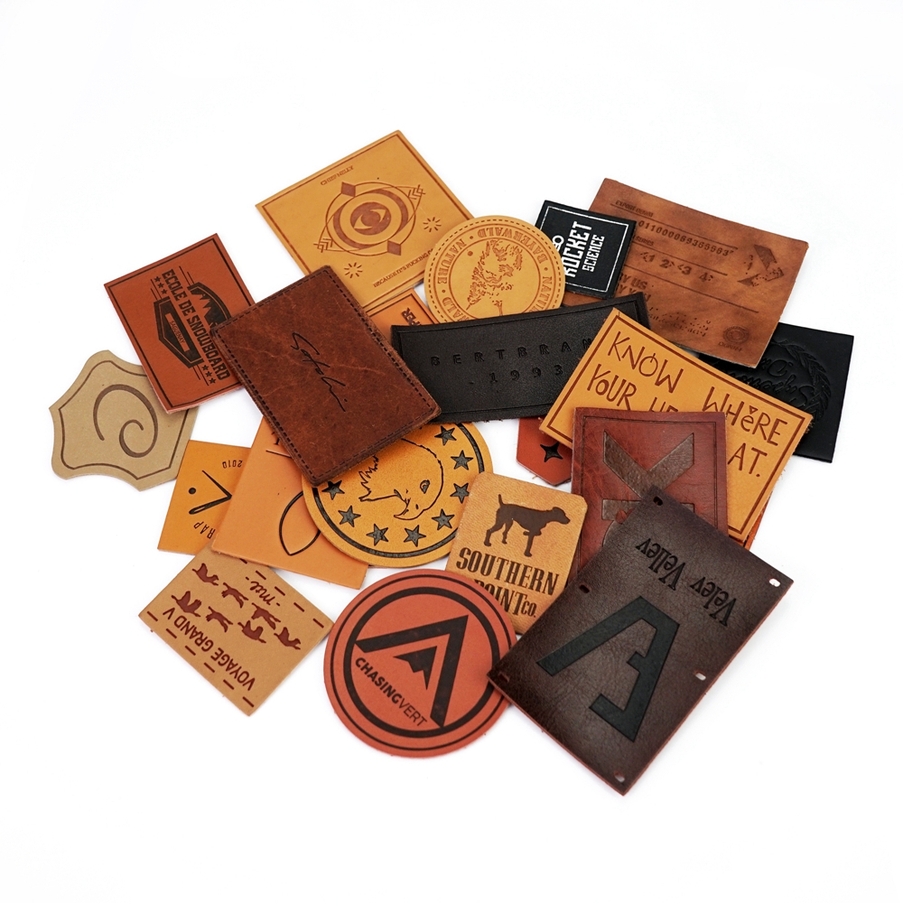 Custom leather patch for hat embossed logo leather label for caps